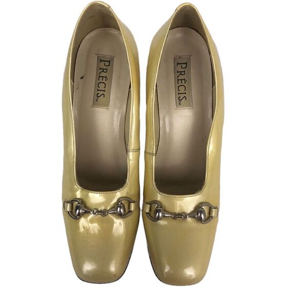 Précis heels yellow leather size 8.5B 10-35 - Picture 2 of 11
